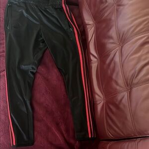 Adidas Black Track Pants with Red Stripes